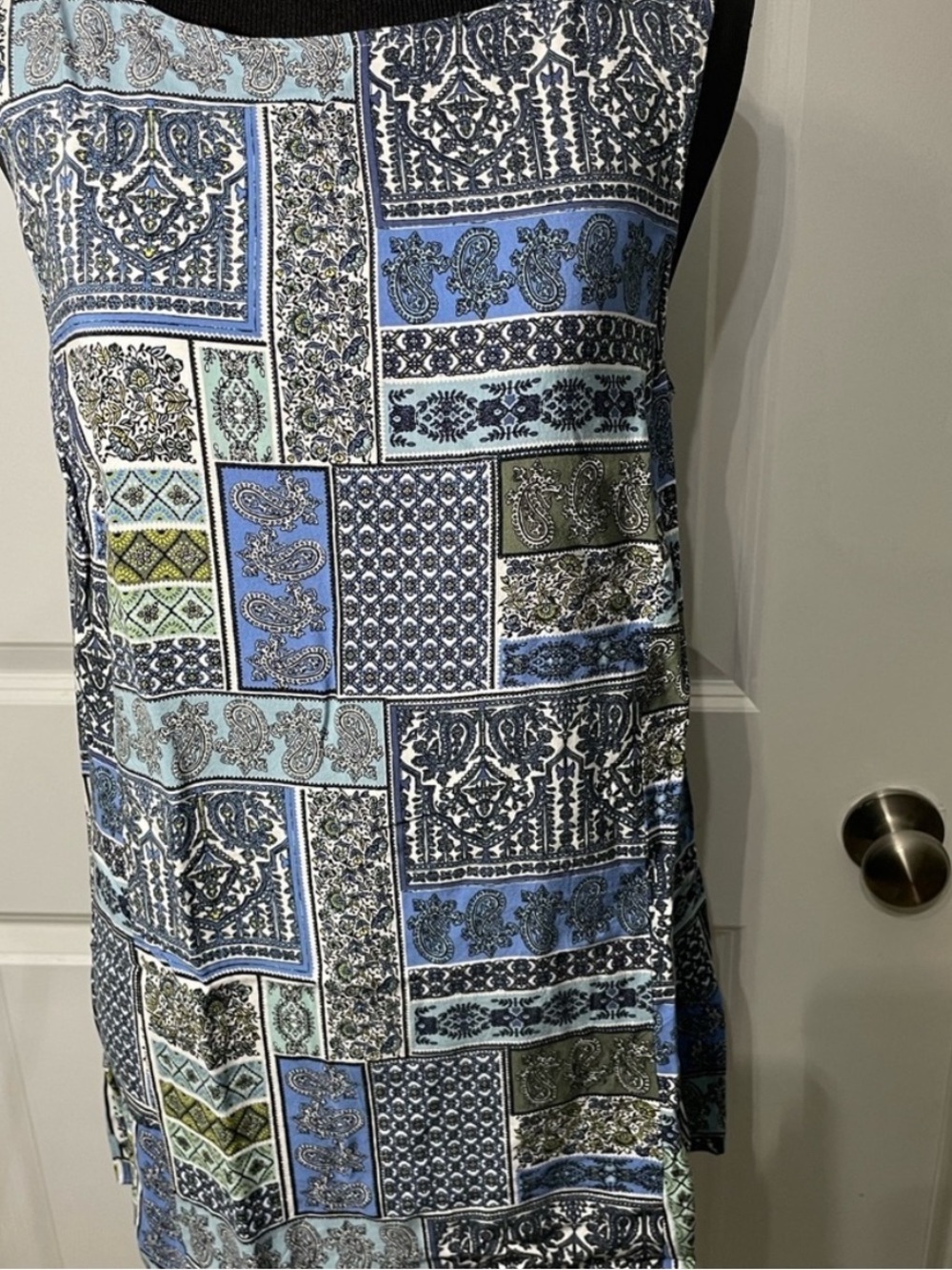 J.Jill  Print Sleeveless Blouse - Blue, Navy, Green Medium CB-AM